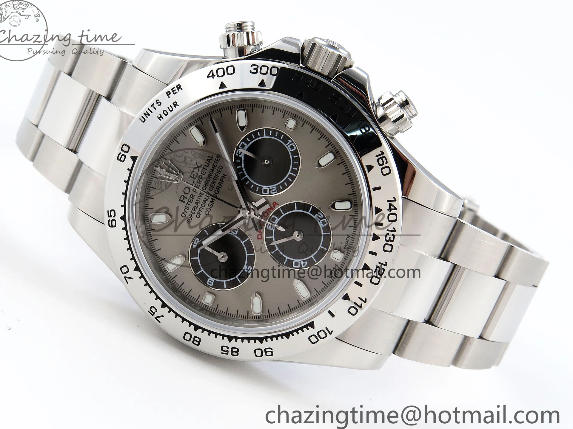 0213 DAYTONA 116509 SS OMF BEST EDITION GRAY BLACK DIAL ON SS BRACELET A7750 (SLIM MOVEMENT) Trendy 1805